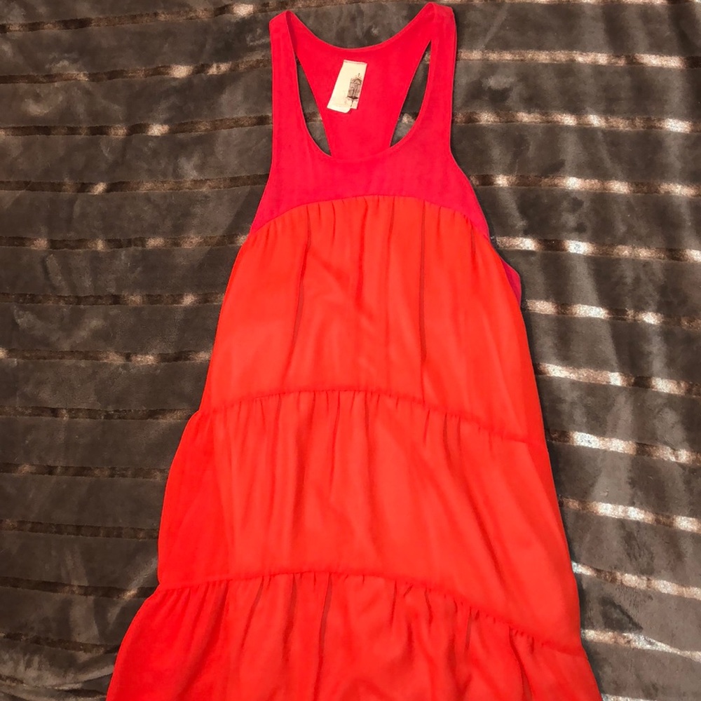 Bright tank dress w/ low back